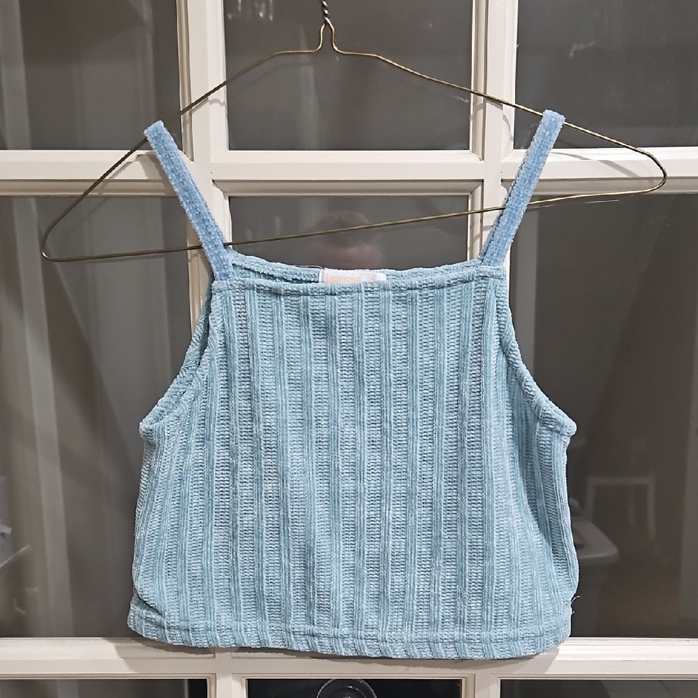 Kensie Light Blue Ribbed Crop top Size 10
